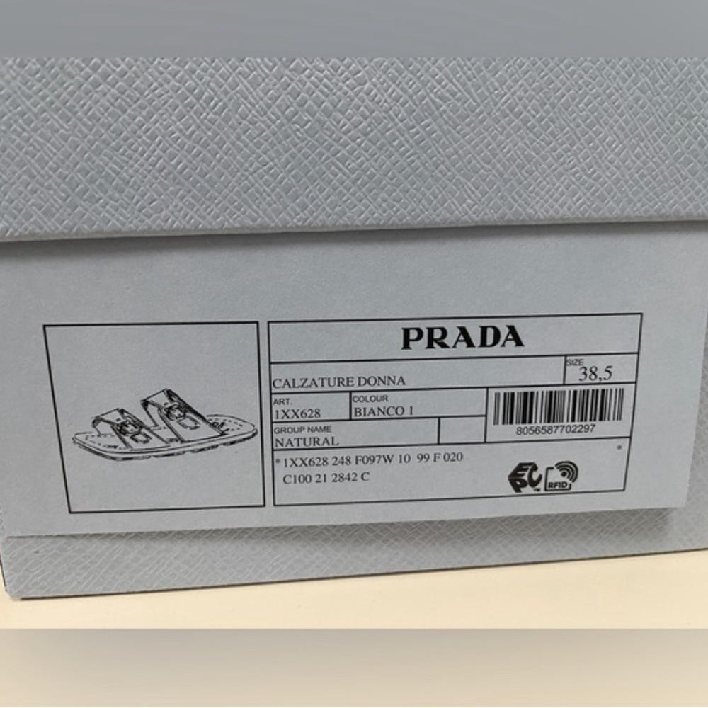 Prada Calzature Donna leather sandals, white and silver, size 38.5 - Picture 5 of 9